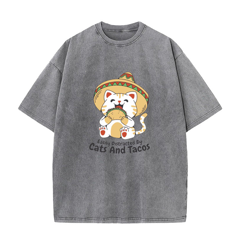Easily Distracted By Cats And Tacos Unisex Tee