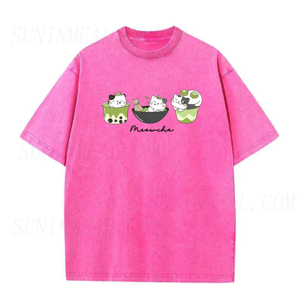 Cute Cat & Matcha Drink Unisex Tee