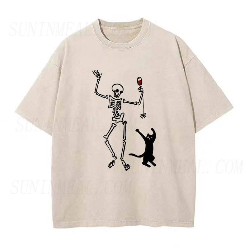dancing skeleton and cat Unisex Tee