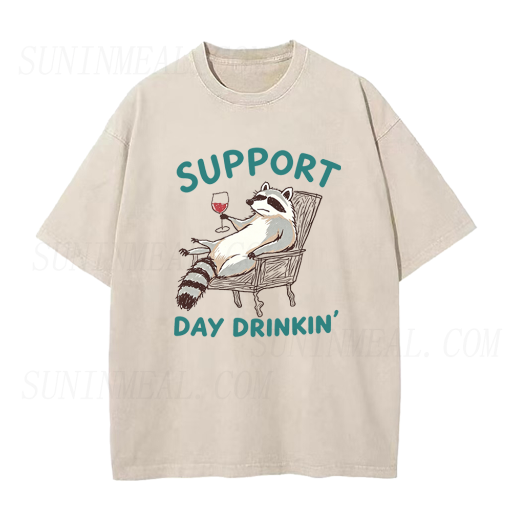 Support Day Drinkin Raccoon Unisex Tee