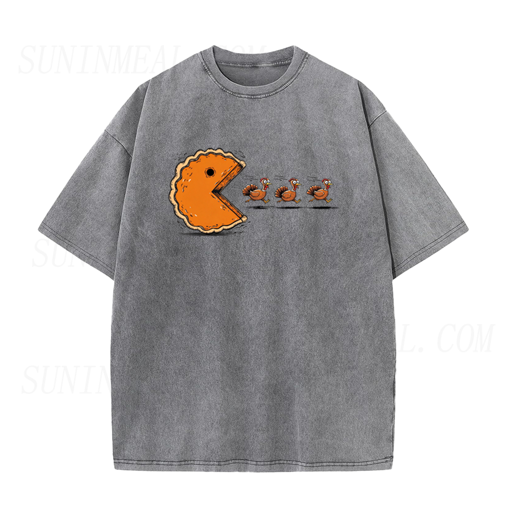 Funny Pumpkin Pie Chasing Turkeys Unisex Tee
