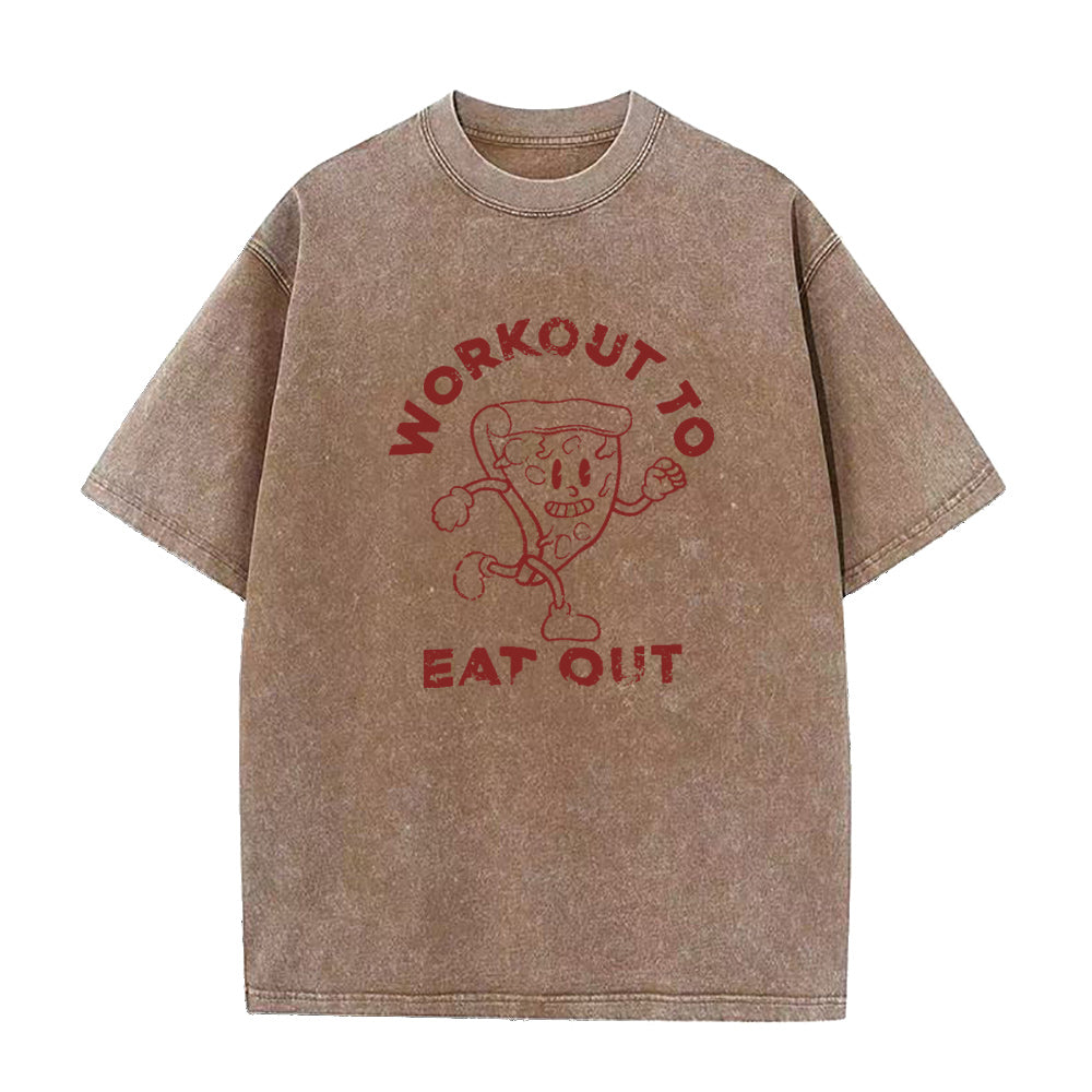 ピザワークアウトで外食 ユニセックスTシャツ