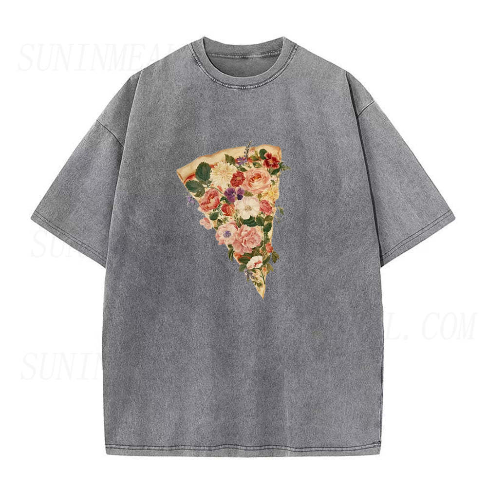 Pretty Floral Pizza Unisex Tee