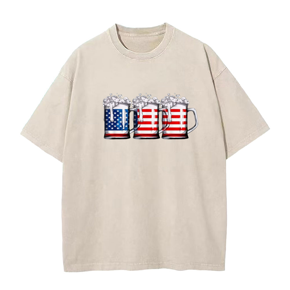 Beer American Flag 4th of July Unisex Tee