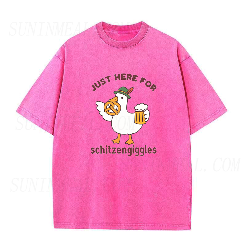 Just Here for Schitzengiggles Funny Oktoberfest Silly Goose Unisex Tee
