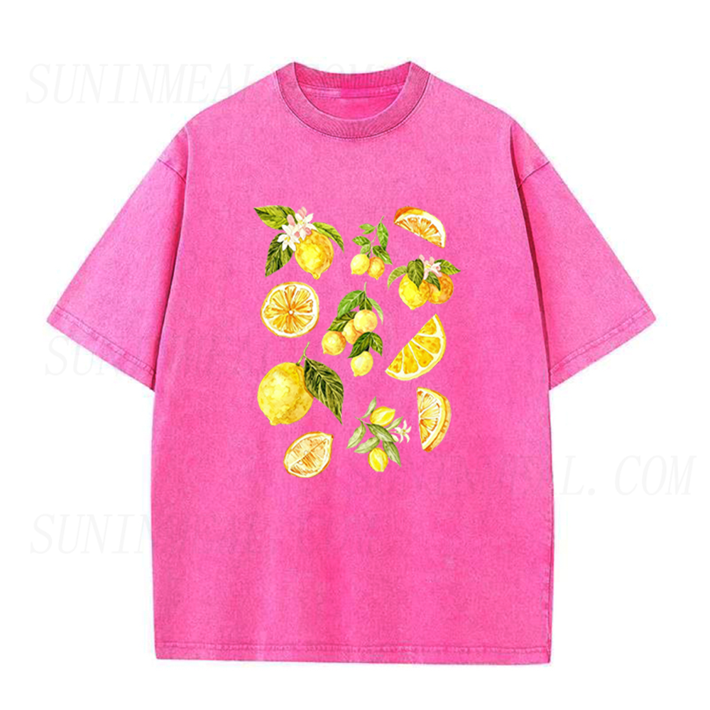 Retro Botanical Lemon Slices & Blossoms Unisex Tee