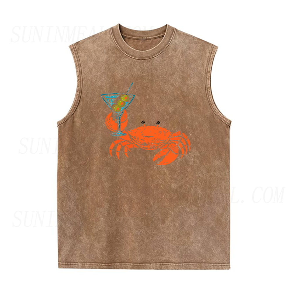 Funny Crab Holding Cocktail Unisex Tank Top