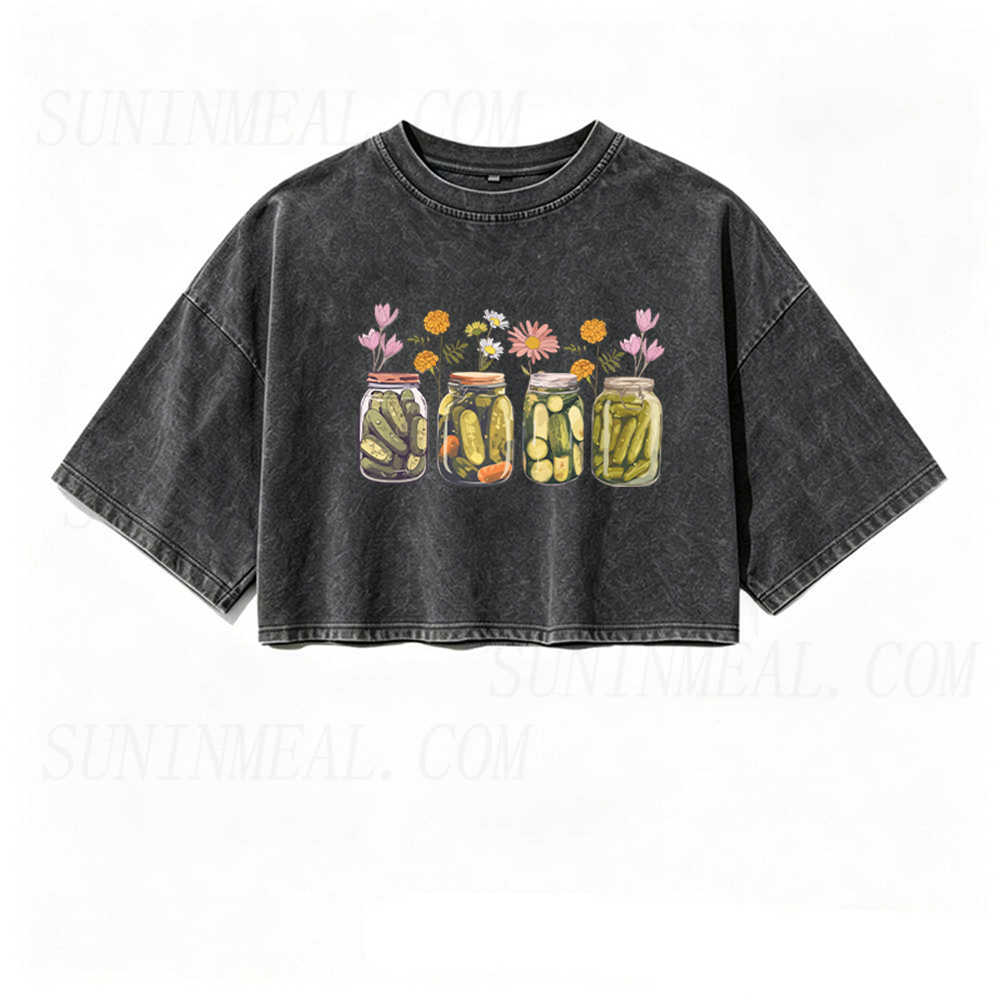Vintage Canned Pickles Oversized Crop Tee