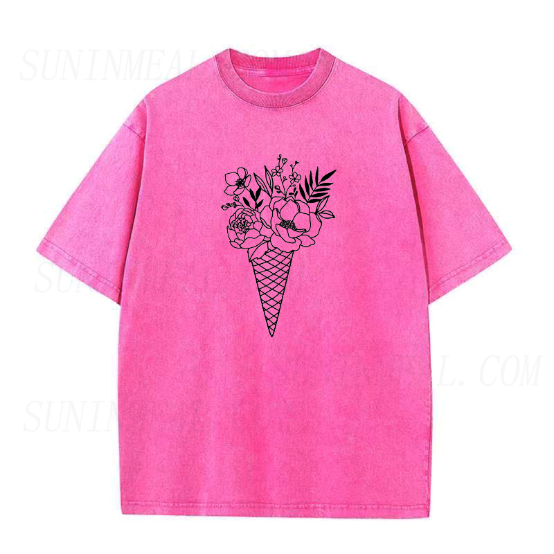 Floral Ice Cream Cone Unisex Tee