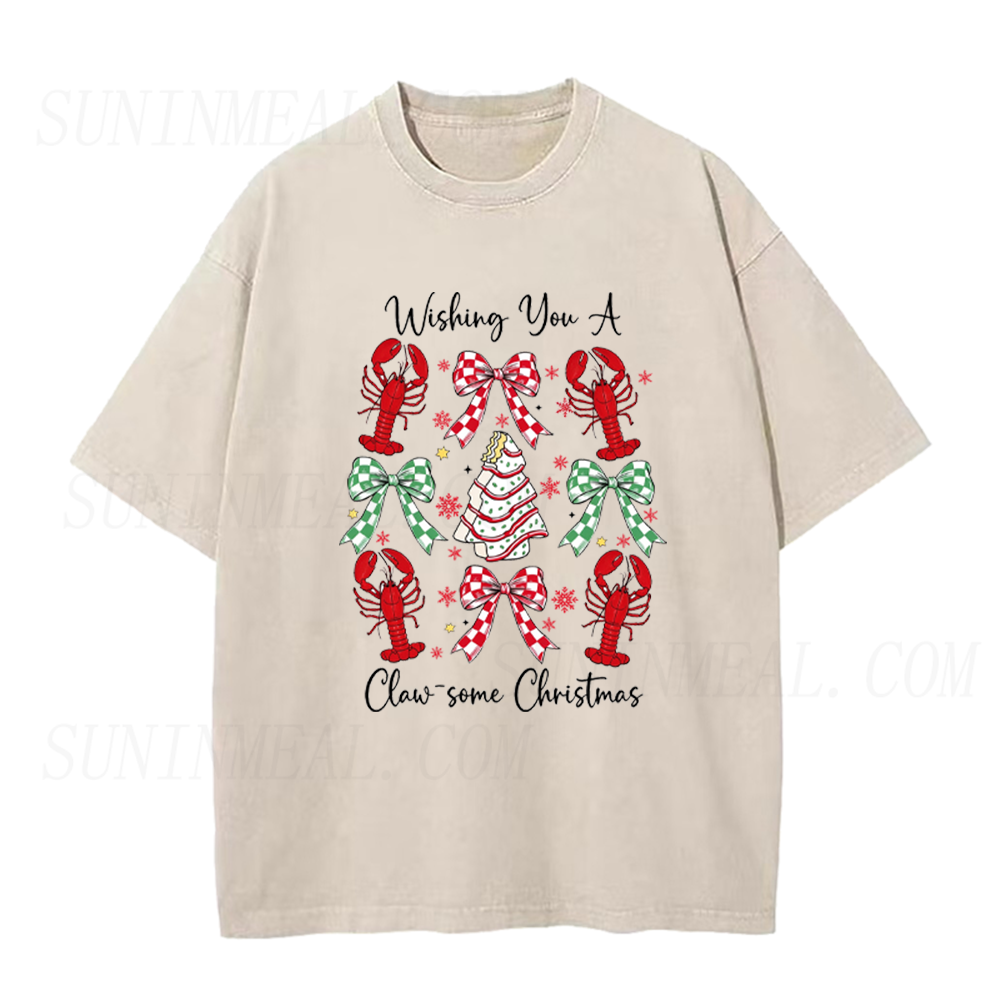 Claw-some Christmas Lobster Coquette Bow Unisex Tee