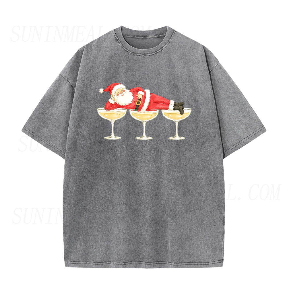 Funny Santa Champagne Christmas Graphic Unisex Tee