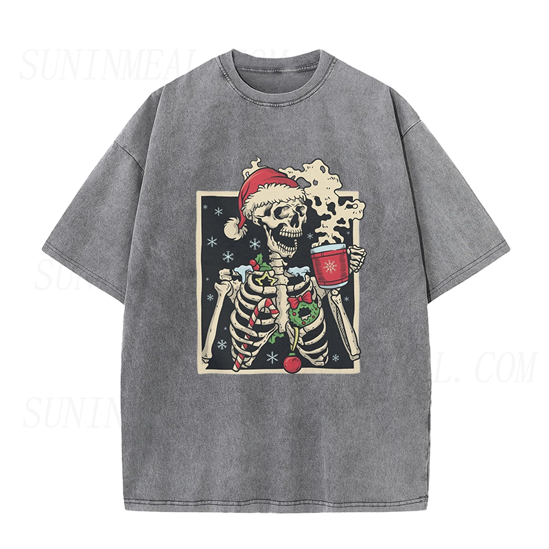 Dead Inside Skeleton Coffee Christmas Unisex Tee
