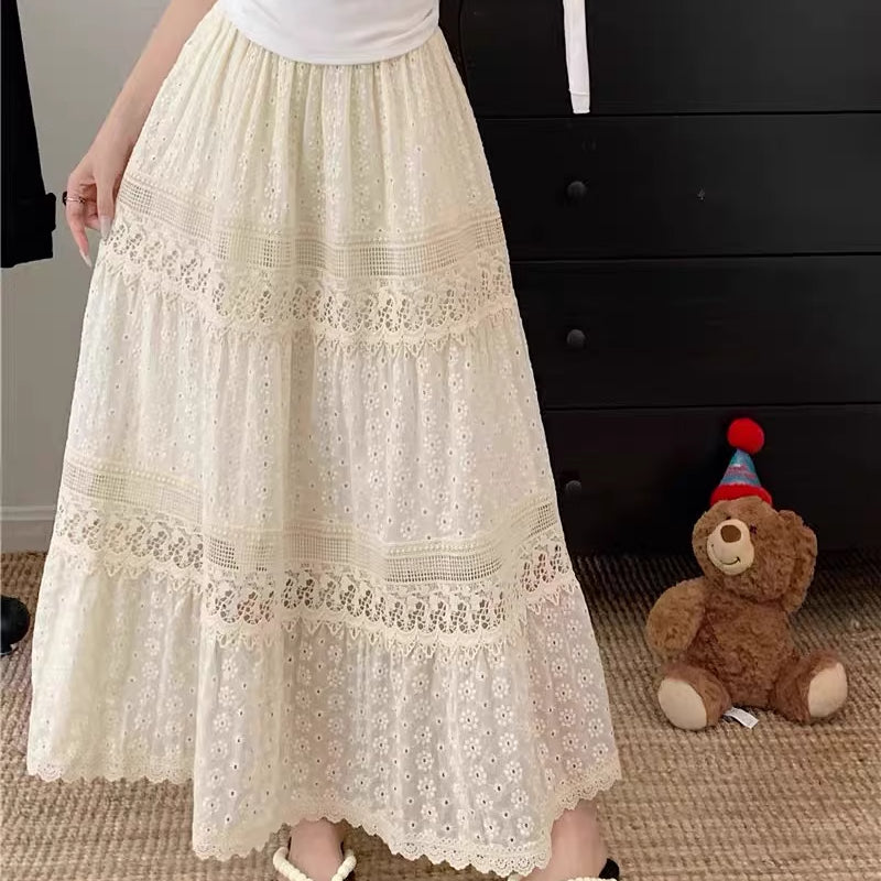 Embroidered Lace Maxi Skirt