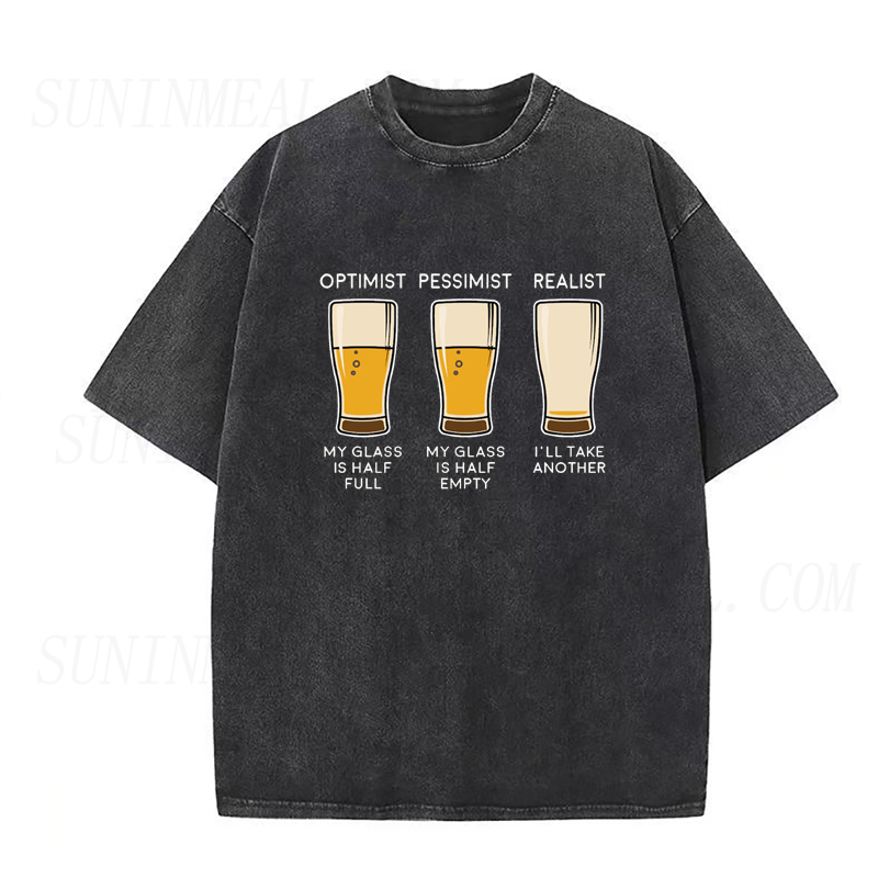 Beer Drinker Optimist and Realist Unisex Tee