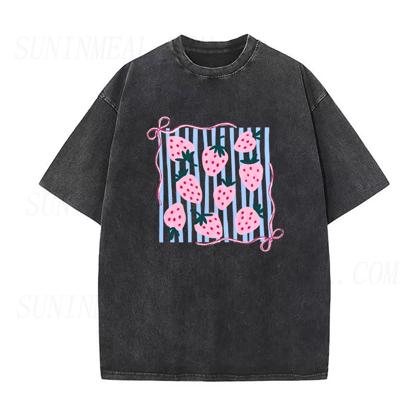 Cute Strawberry & Bow Unisex Tee