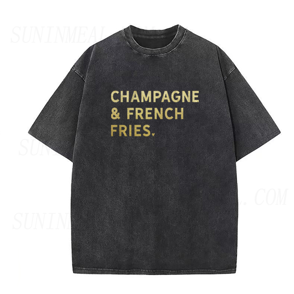 Retro Champagne & French Fries Unisex Tee