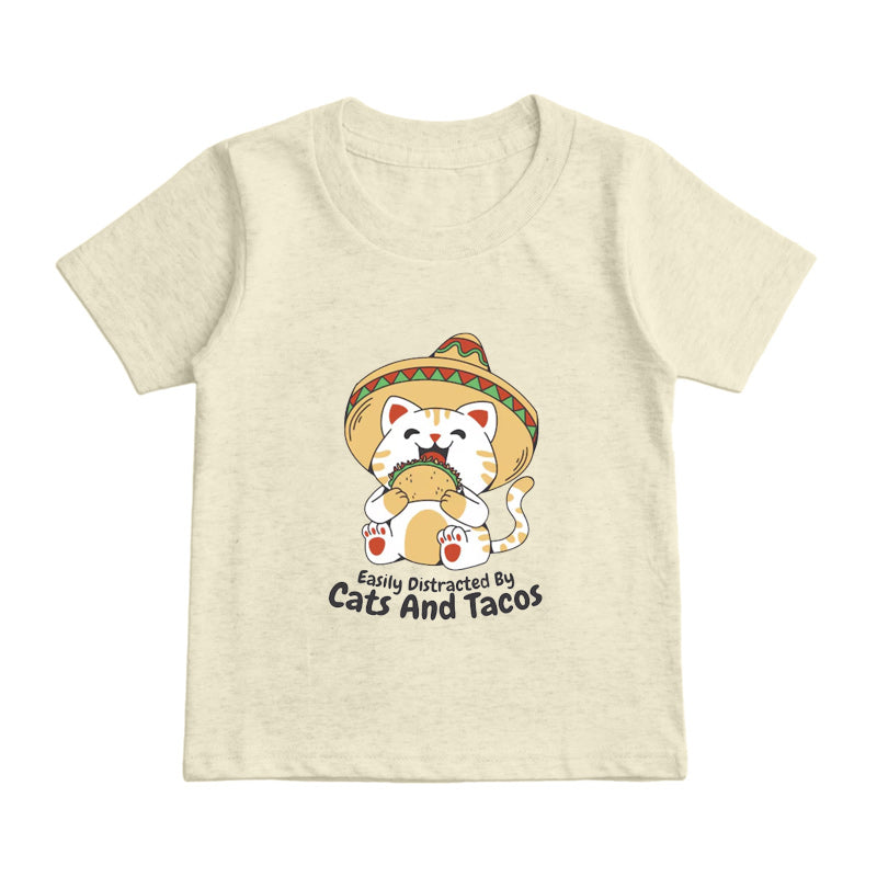 Easily Distracted By Cats And Tacos Kids T-Shirt