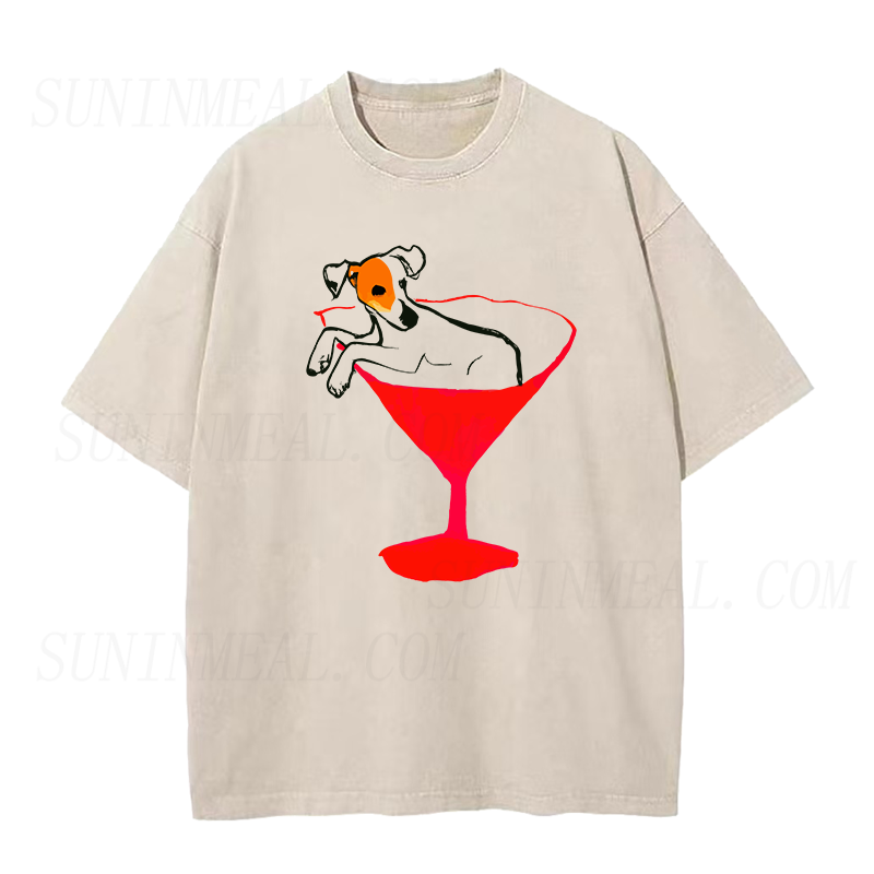 Jack Russell Dog with Red Martini unisex Tee