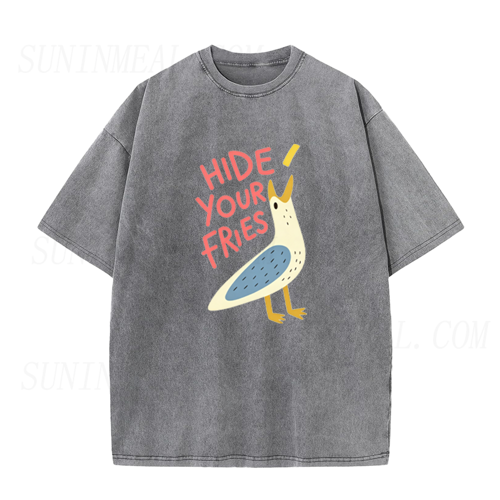 Hide Your Fries Funny Seagull Unisex Tee
