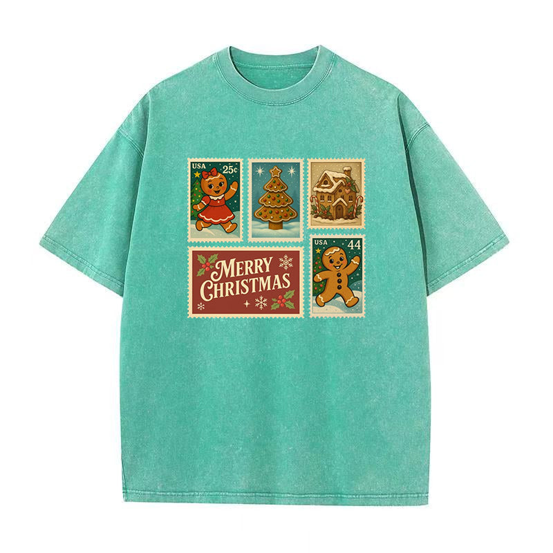 Christmas Gingerbread Postage Stamp Unisex Tee