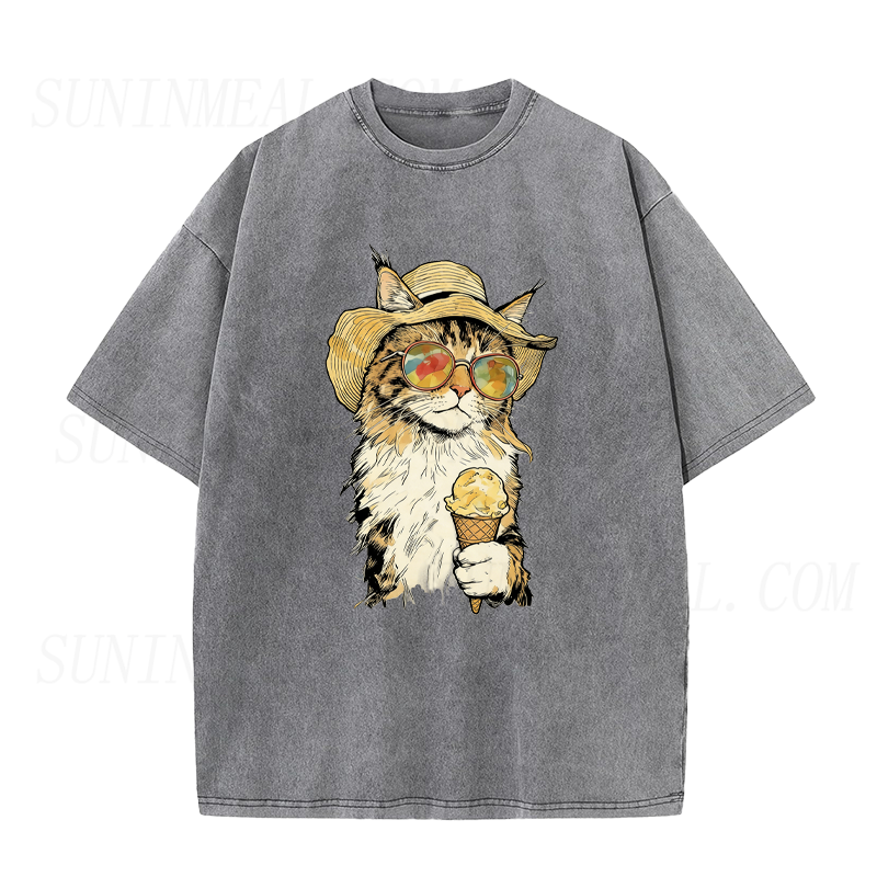 Cat Eating Ice Cream Unisex Tee