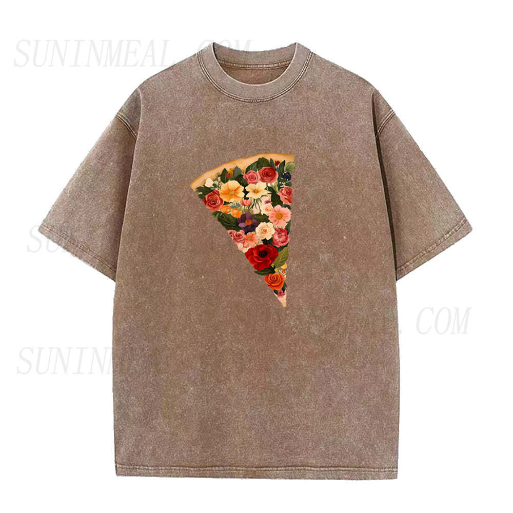 Flowers Pizza Funny Graphic Tee - Pizza Lover Gift Shirt | SUN IN MEAL
