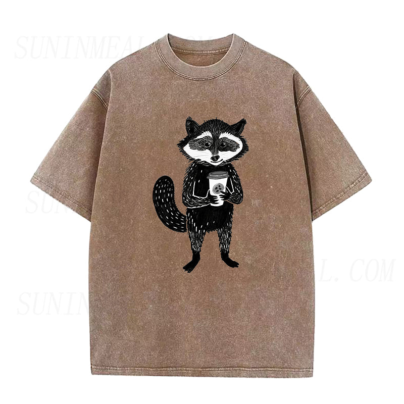 Raccoon with Coffee Unisex Tee
