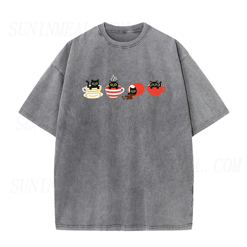 Retro Black Cat Coffee Unisex Tee