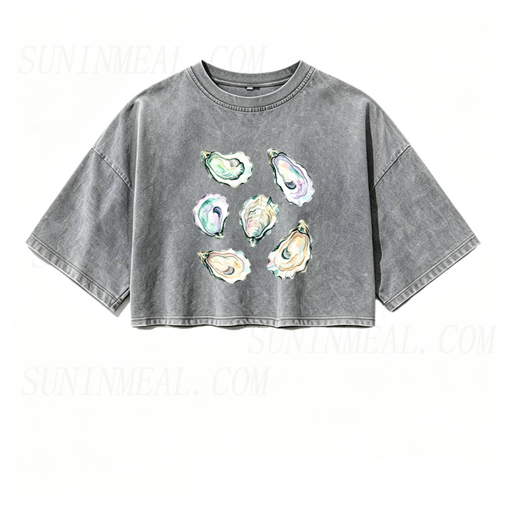 Oyster Shell Oversized Crop Tee