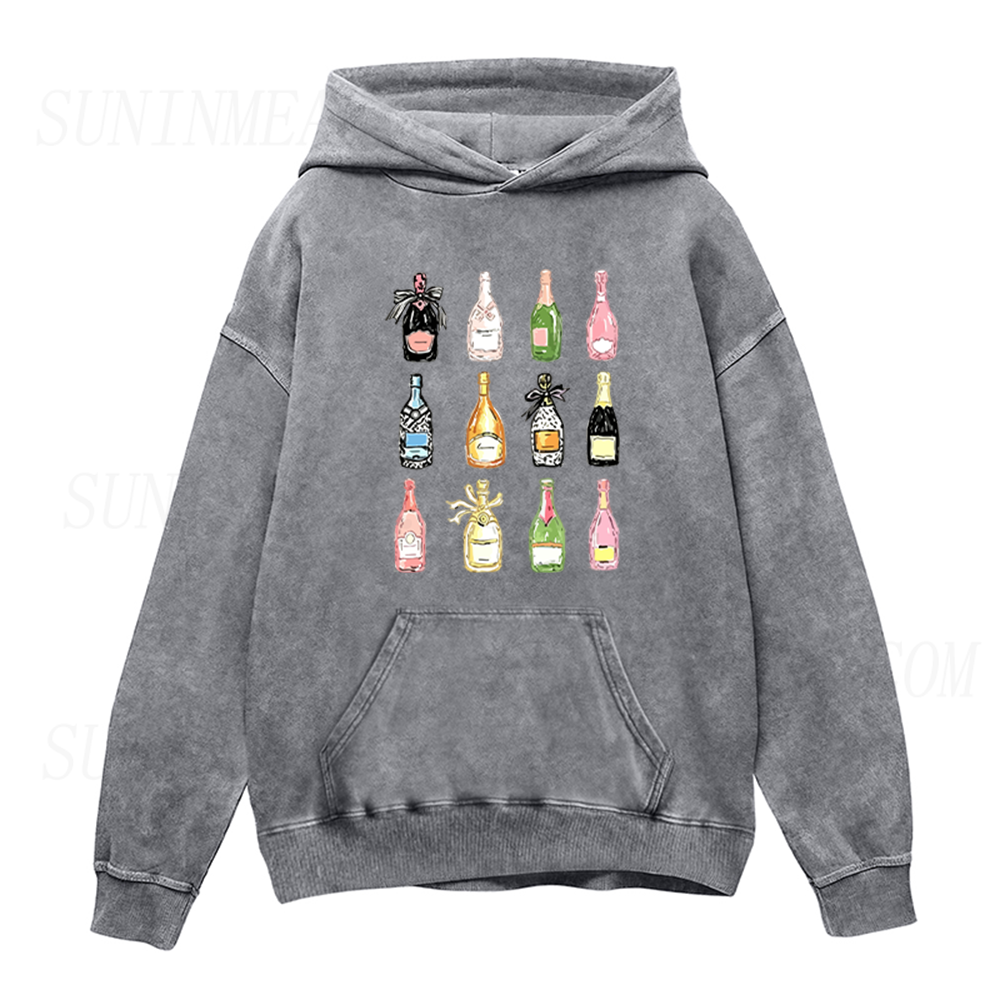 Retro Champagne Bottles Unisex Hoodie