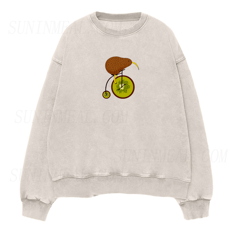 Kiwi On Bike Unisex Crewneck Sweatshirt
