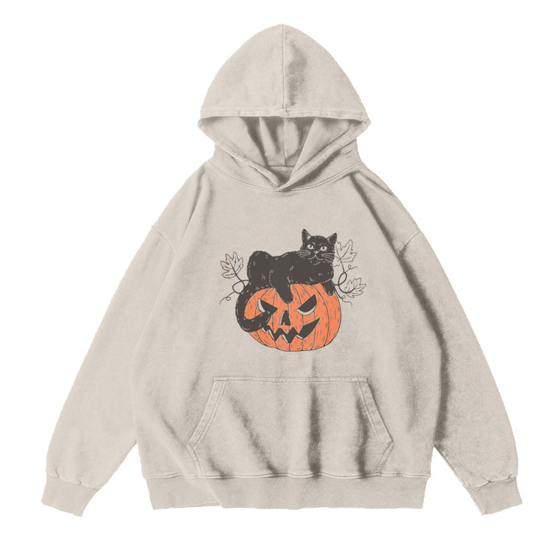 Black Cat on Pumpkin Unisex Hoodie