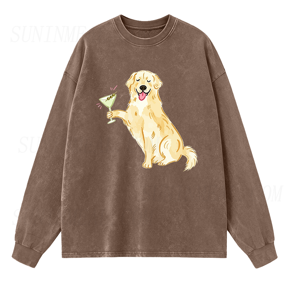 Golden Retriever Martini Long Sleeve Unisex Tee