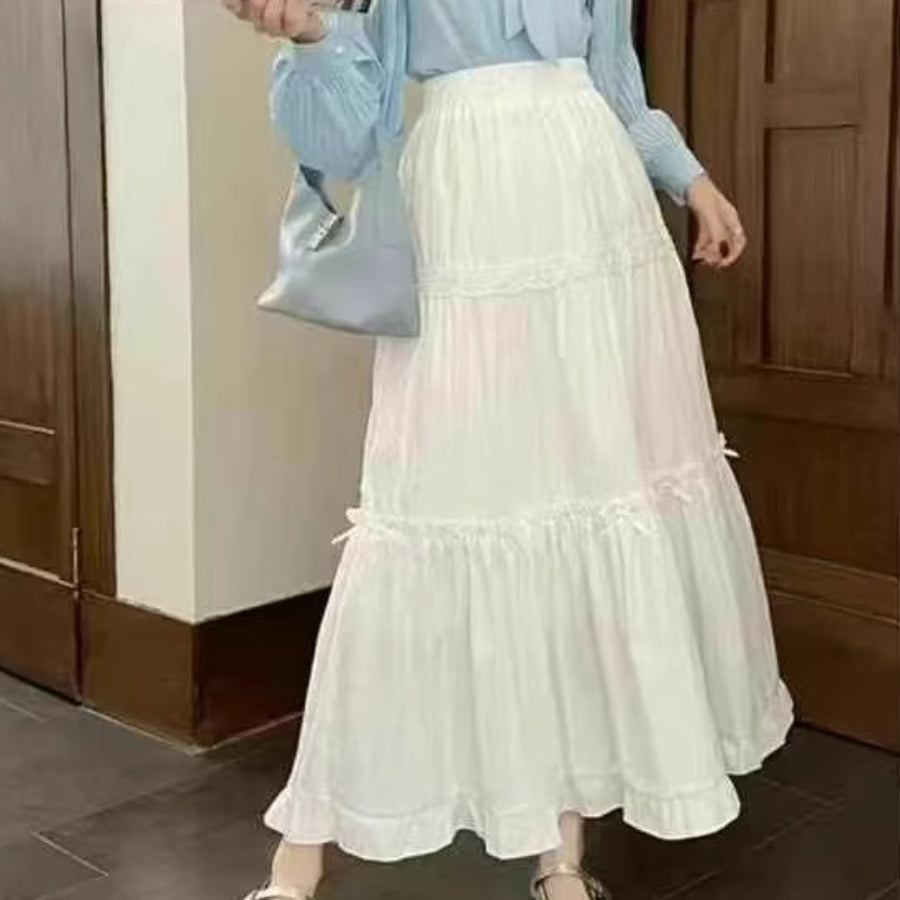 Bow Tie Solid Maxi Skirt