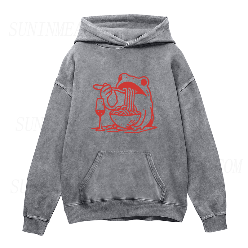 A frog eats noodles Unisex Hoodie
