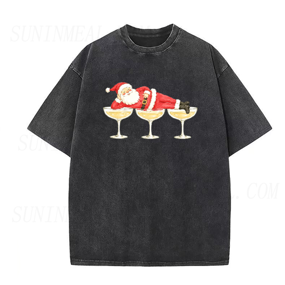 Funny Santa Champagne Christmas Graphic Unisex Tee