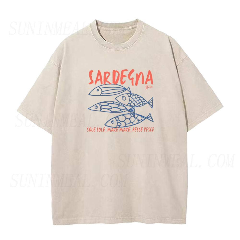 Sardegna Italy Retro Sardine Fish Unisex Tee