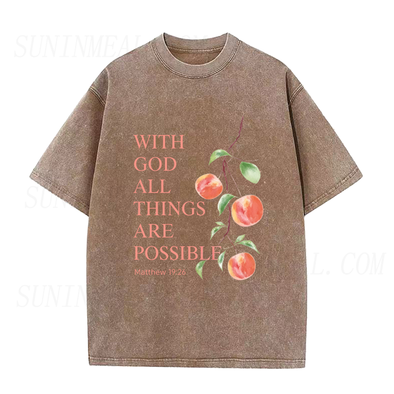 With God All Things Are Possible Peach Branch Unisex Tee