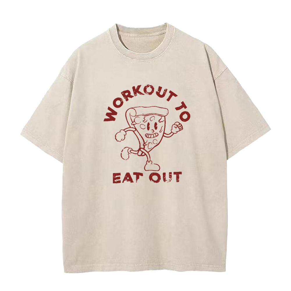 ピザワークアウトで外食 ユニセックスTシャツ