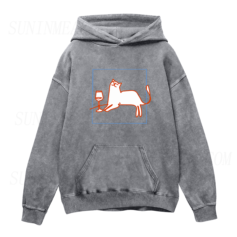 orange cat with wine Unisex Hoodie