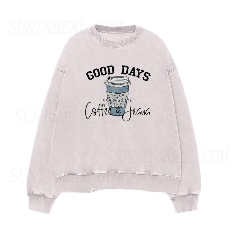 Good Days Begin With Coffee & Jesus Unisex Crewneck Sweatshirt