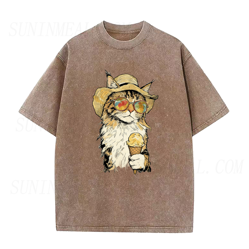 Cat Eating Ice Cream Unisex Tee