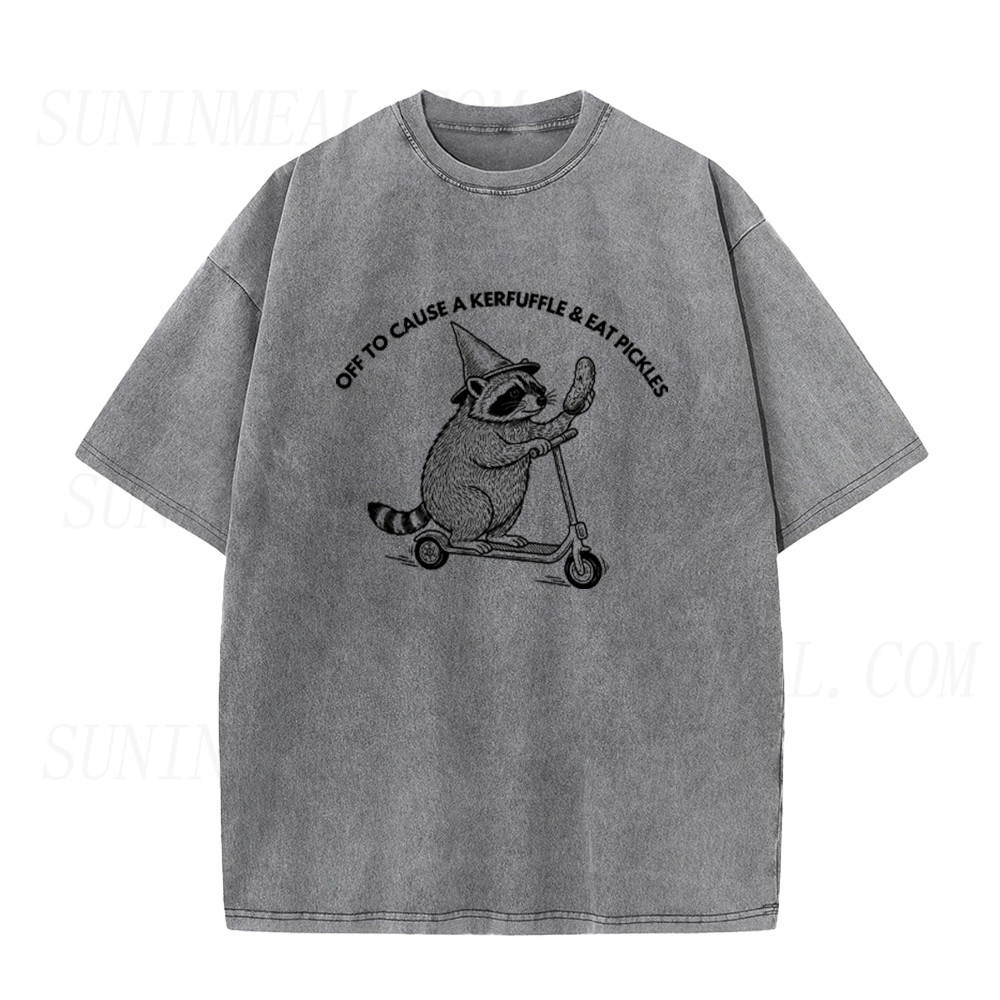 Off To Cause A Kerfuffle & Eat Pickles Raccoon Unisex Tee