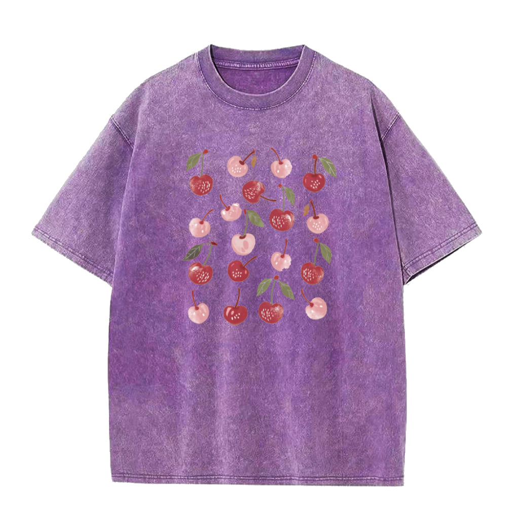 キュートなチェリー柄ユニセックスTシャツ