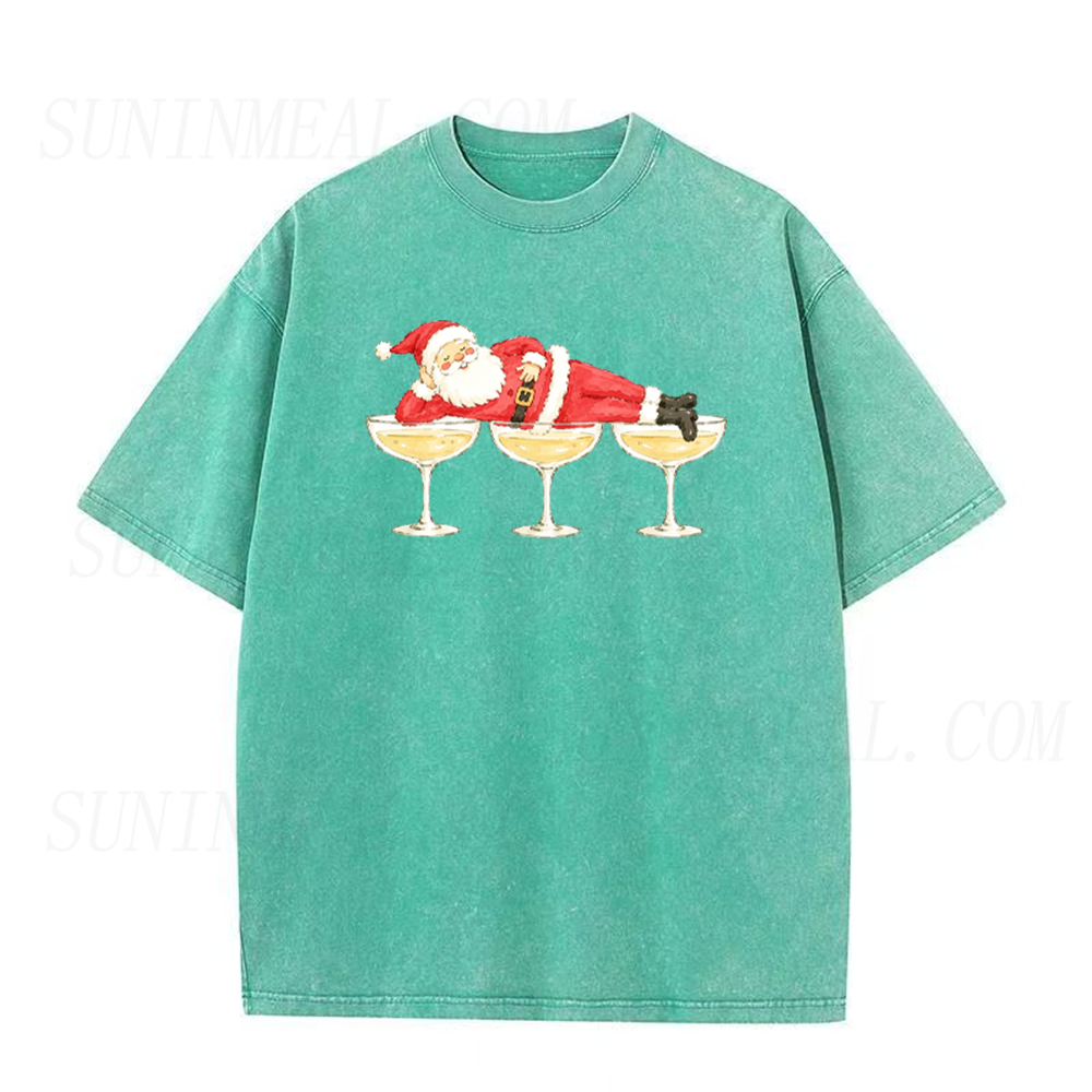 Funny Santa Champagne Christmas Graphic Unisex Tee