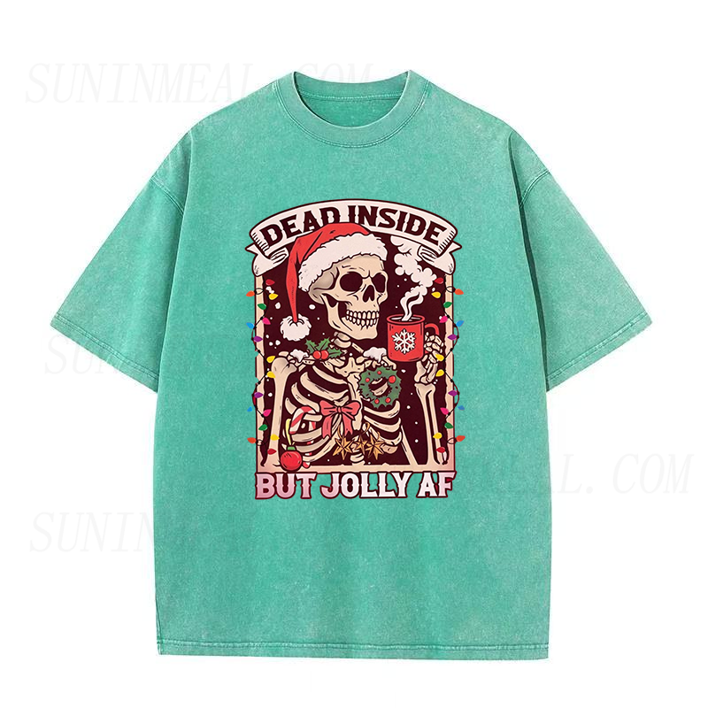 Dead Inside Skeleton Coffee Christmas Unisex Tee
