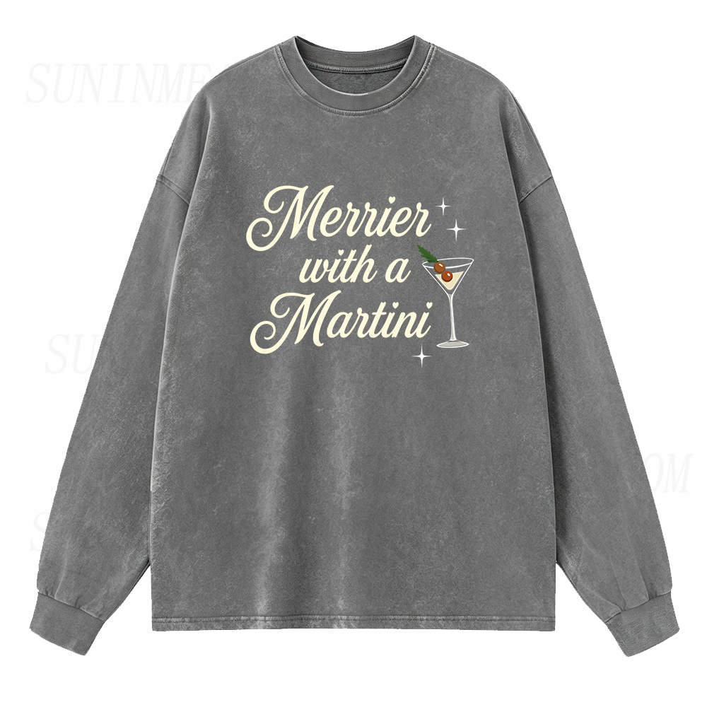 Merrier with A Martini Long Sleeve Unisex Tee