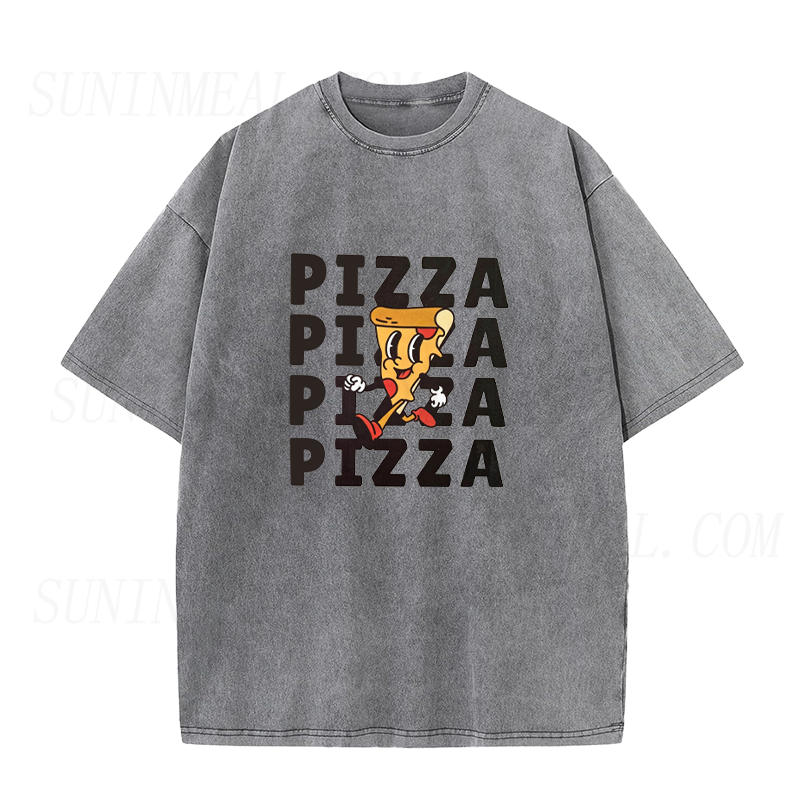 Walking Cartoon Pizza Slice Unisex Tee