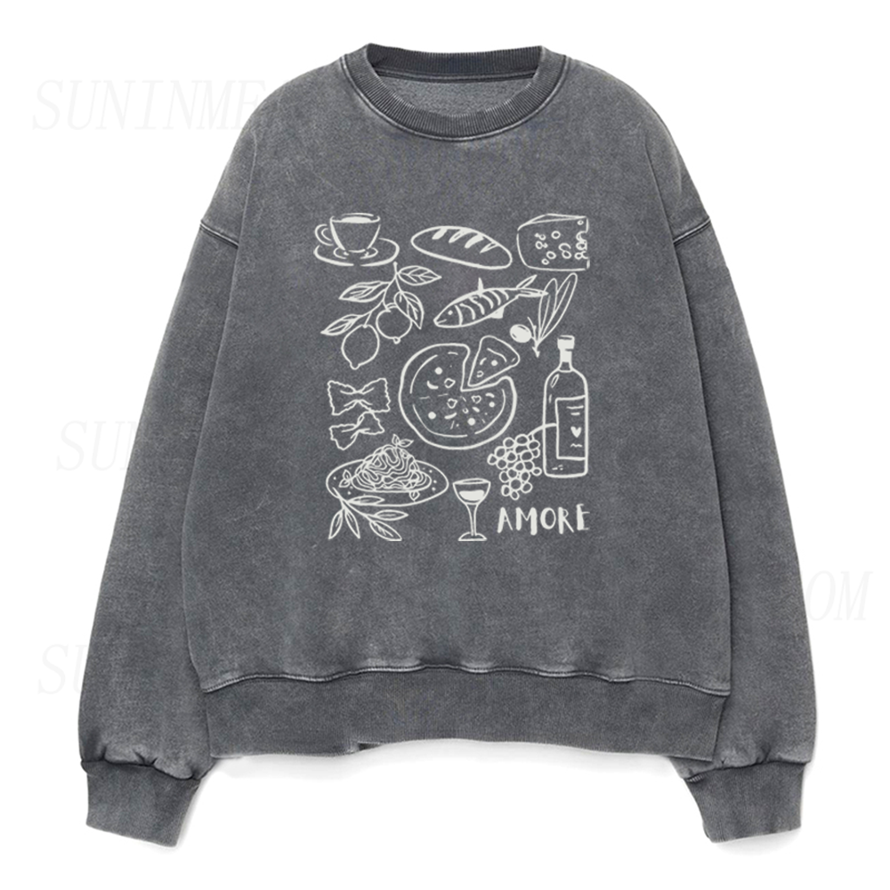 Amore Italian Food Sketch Unisex Crewneck Sweatshirt