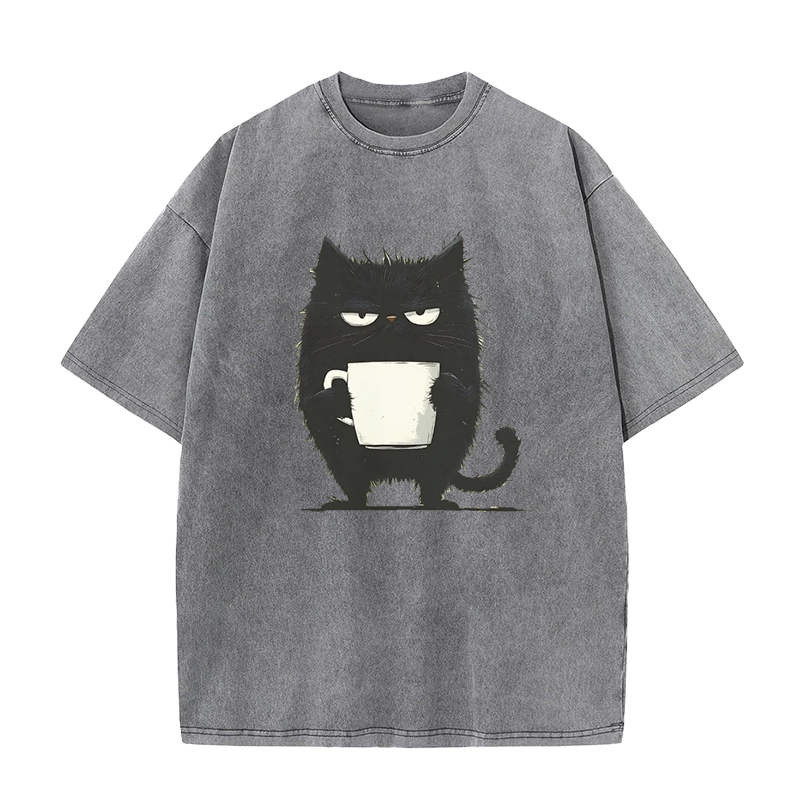 Funny Black Cat Coffee Unisex Tee